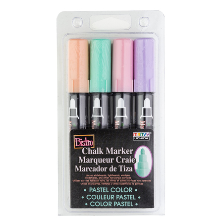 Marvy Uchida Bistro Chalk Markers, Chisel, Fine + Broad Tip, 13 Color Set UCHBCMKIT
